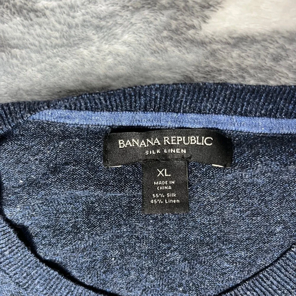 Banana Republic Mens XL Silk Linen Blue Crewneck Sweater 584362-00 Heathered